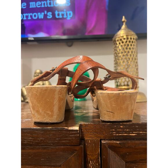 Swedish Hasbeens Lacey Clog Sandals Tan Brown 7 Boho Cottagecore - Picture 9 of 10